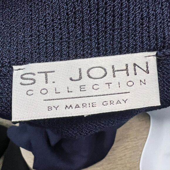 St. John Women's Navy Blue Wool Knit Knee Length Skirt Size 6 - Picture 4 of 6